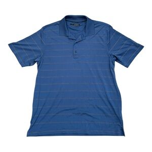 Greg Norman Collection Striped Blue Polo Shirt Mens Size Medium